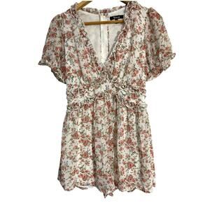 Trixxi romper women’s size M white floral babydoll ruffle coquette bloomcore